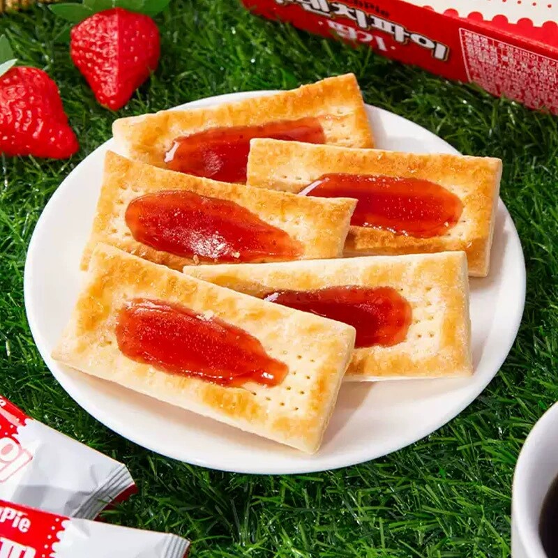韩国进口海太苹果酱派草莓酱派192g千层酥饼干果酱饼干休闲零食品