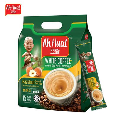 马来西亚进口亚发ahhuat发记白咖啡榛果味三合一速溶15条装
