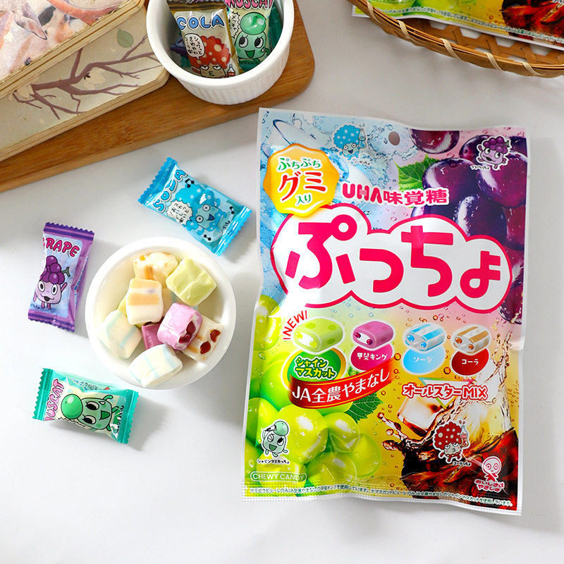日本进口UHA悠哈四种水果汽水味软糖混合口味夹心味觉糖休闲零食