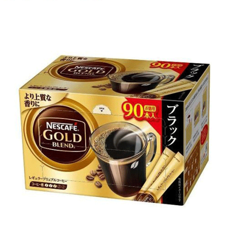 日本直邮雀巢咖啡 雀巢金混合棒黑色速溶黑咖啡礼盒装90杯 伴手礼