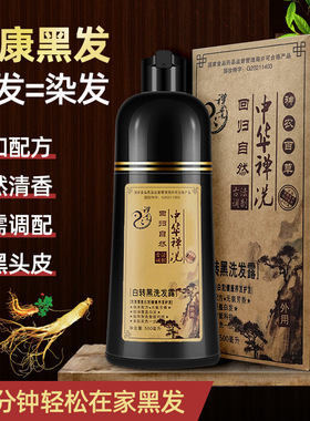 中华禅洗一支黑白转黑染发剂 中飘染发膏自然黑色 一支黑家用