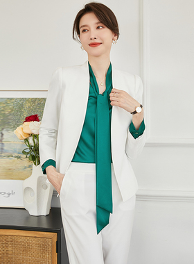 白色西装高端正装职业套装女医美咨询师口腔前台接待工作装爱尚臣
