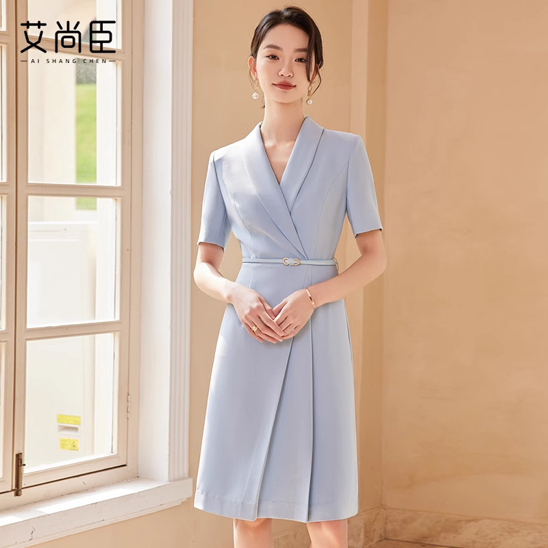 艾尚臣短袖西装连衣裙女夏高级感