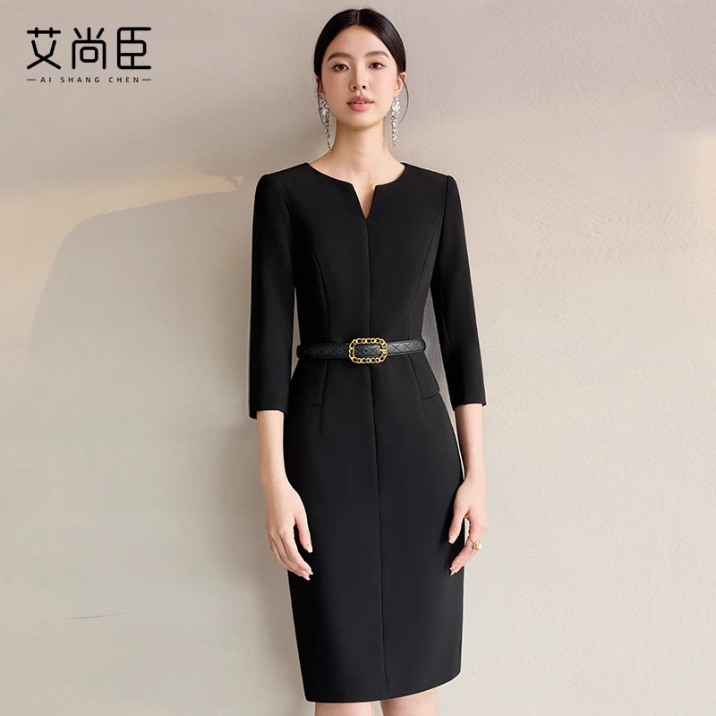 艾尚臣黑色美容院职业装连衣裙女