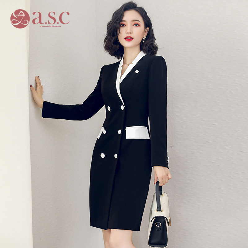 艾尚臣美容师工作服女秋冬连衣裙