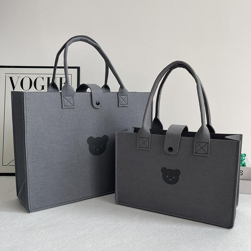 毛毡包纯色手提袋超大容量