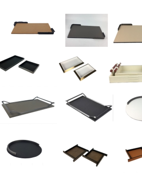 欧式金属皮革收纳托盘装饰摆件