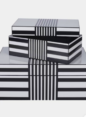 现代简约黑白条纹样板间首饰盒