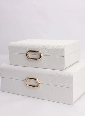 欧式轻奢创意木质皮革装饰摆件