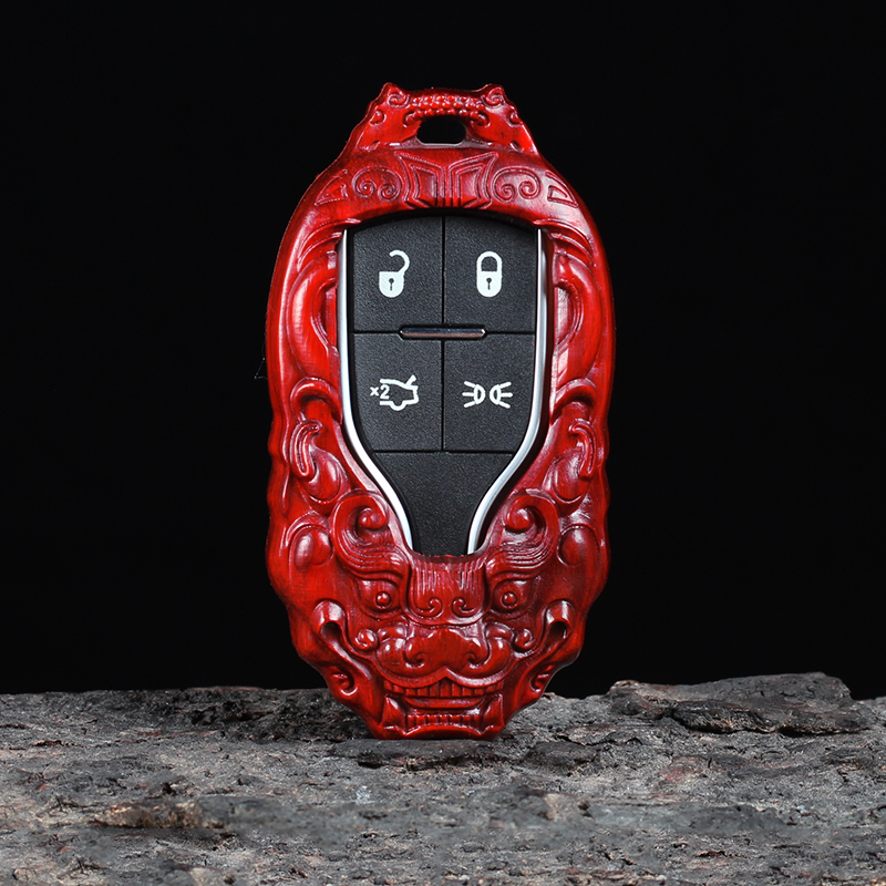 手工雕刻紫檀木保护钥匙壳