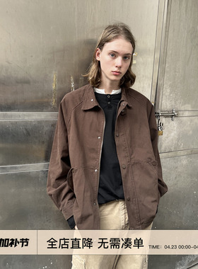 EMP 春秋美式宽松翻领开衫工装夹克男女复古Cleanfit短款休闲外套
