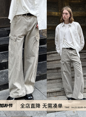 EMP美式复古New Vintage多口袋直筒弯刀工装裤男女休闲水洗长裤