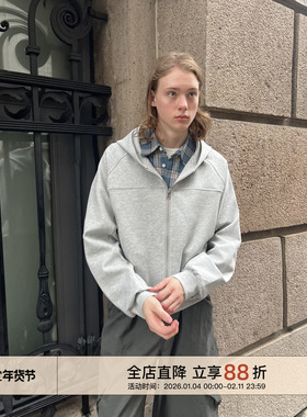 EMP重磅空气层短款BOXY连帽卫衣男女美式复古Cleanfit开衫外套