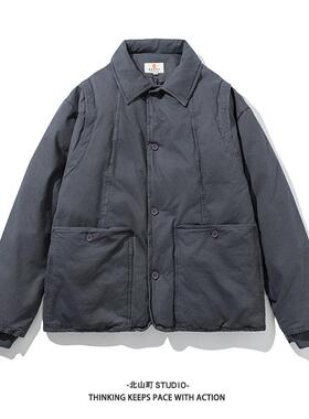 EMP 冬装日系潮流男士立体剪裁磨毛保暖棉服外套情侣宽松外套