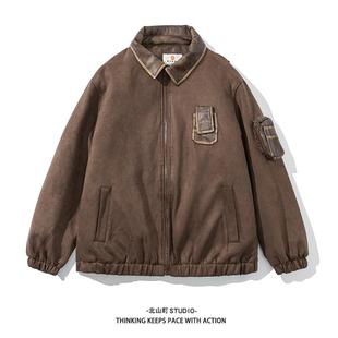 EMP 潮流麂皮绒日系飞行棉服保暖外套拼皮加厚休闲棉衣男 冬装
