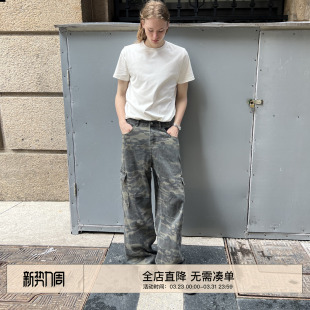 男女Cleanfit休闲阔腿裤 EMP 裤 复古水洗做旧直筒微喇迷彩工装 美式