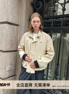 EMP  美式复古撞色立领飞行员夹克男女秋冬宽松刺绣休闲开衫外套