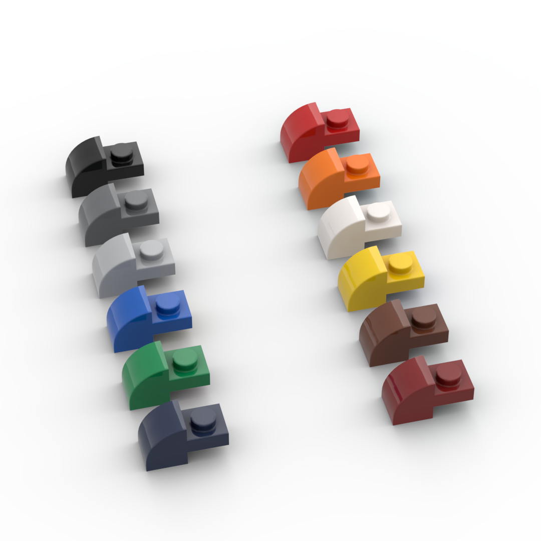 小颗粒积木MOC 5841 1x2x2/3 弧形砖 光面饰面砖 拼装玩具零配件