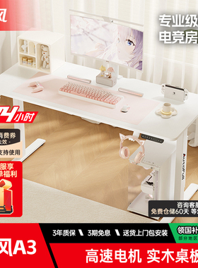 傲风A3 电竞桌实木电动升降桌电脑桌家用办公桌书桌子简易出租屋