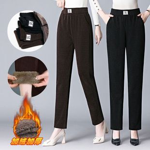 中老年妈妈保暖宽松百搭高腰休闲长裤 大码 女秋冬季 加绒加厚哈伦裤