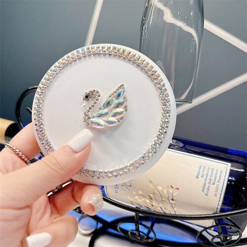 薄荷曼波usb充电便携礼品led化妆镜10X放大折叠补光 闪钻补妆镜子