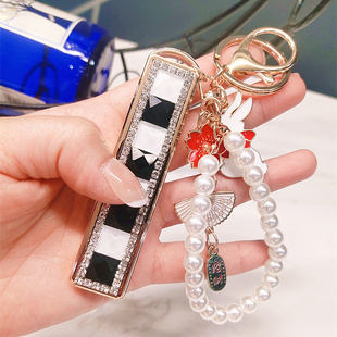 双面钻充电打火机便携 usb防风兔子樱花招财珍珠挂链钥匙扣点烟器