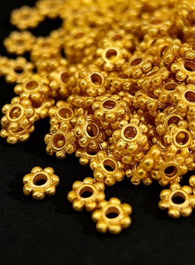 黄金梅花隔片车轮珠纯金隔珠垫片足金999手链编绳手串配件定位珠