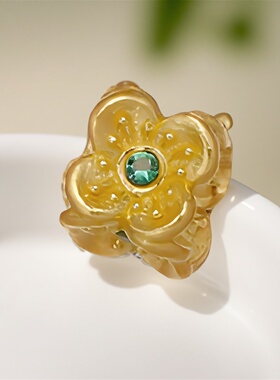 足金纯金黄金四面花隔珠串珠古法手链手串diy配件花朵转运珠散珠