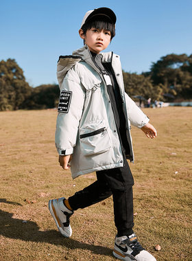 男童大童宽松加厚中长款羽绒服