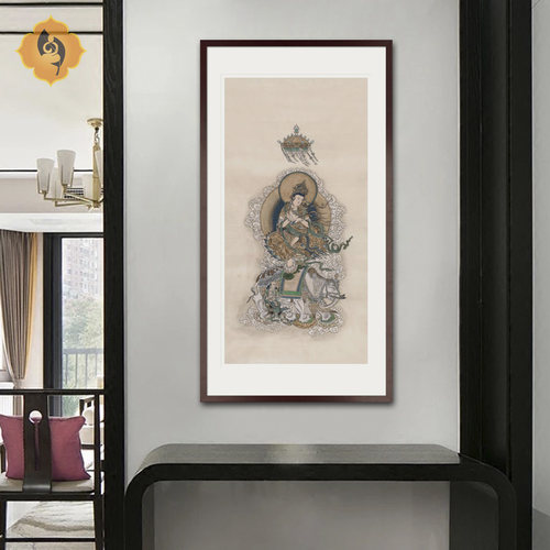 佛像画工笔普贤菩萨人物国画