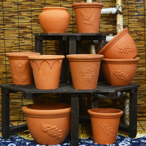 红陶花盆陶瓷小号浮雕新品