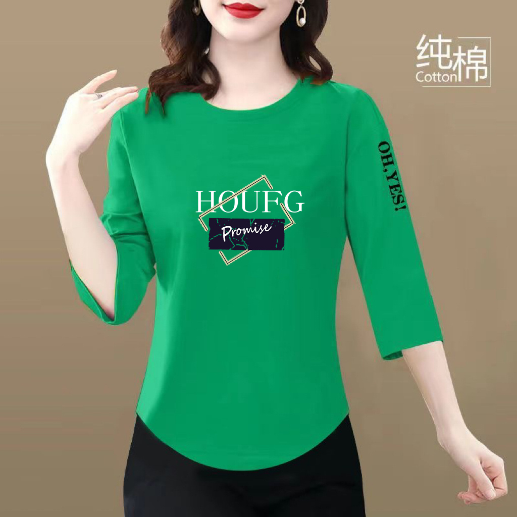 春秋季新款纯棉女士七分袖上衣