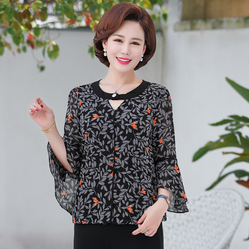 Middle-aged women 40-50 Blouse Middle and old age Women's wear spring clothes T-shirt shirt mom Summer wear Western style jacket Chiffon shirtin the Women's clothing/Boutique , Middle-aged women  category - from Buy2taobao.com to provide professional Taobao agent buy service