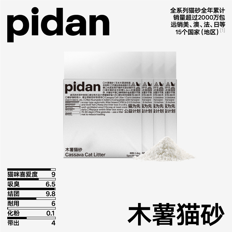 pidan纯木薯猫砂2.4kg*4 右上角[]-点"淘金币 券后93.6，金币88.8 - 线报酷