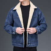 冬季 男防风羊羔绒休闲潮流秋冬款 加绒牛仔衣男士 外套保暖加厚工装