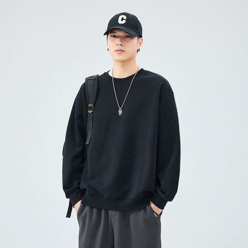 秋冬季新款男士休闲长袖卫衣时尚潮流男款宽松圆领打底衫男运动潮