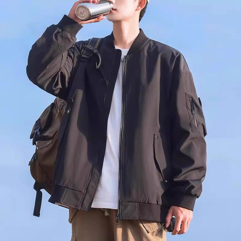 2025秋冬季新款美式双层字母飞行员夹克男款春秋季新款棒球服外套