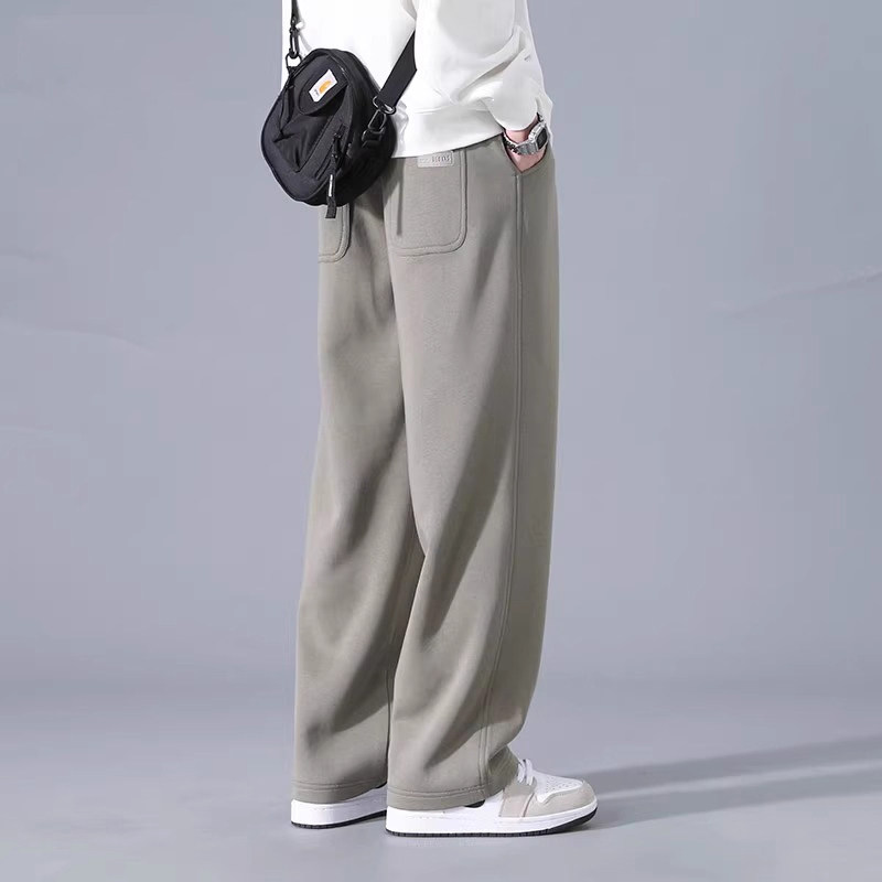 休闲裤子男士秋冬季潮牌直筒垂感长裤男生宽松直筒阔腿卫裤男女款