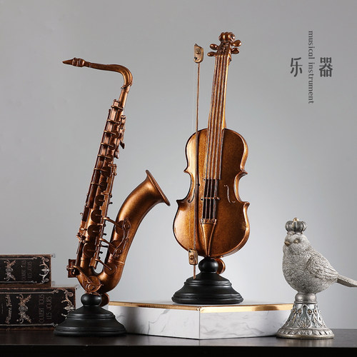 小提琴复古乐器摆件书架酒柜桌面
