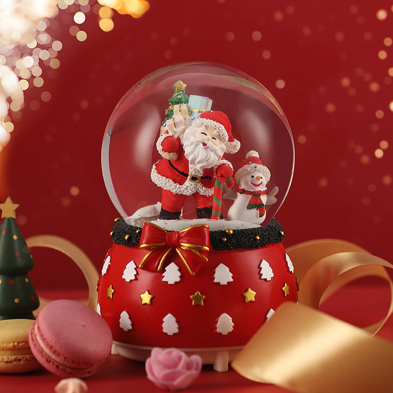 圣诞水晶球旋转音乐盒八音盒老人飘雪送儿童男生女生日圣诞节礼物