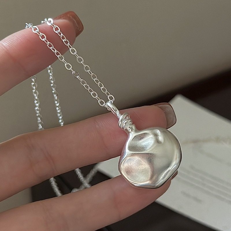 S925纯银韩版小众设计感复古酒壶毛衣链韩国风时尚简约抽拉项链