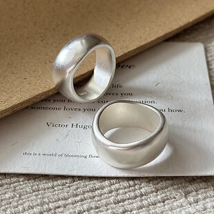 S925纯银韩版小众设计感闭口重工日系博主指环韩国风时髦戒指