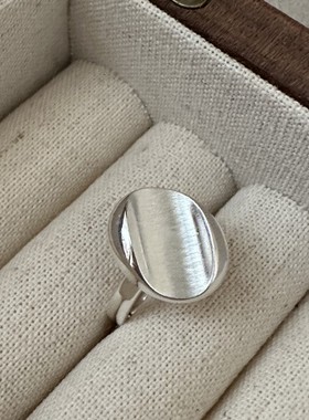 S925纯银韩版小众设计感复古简约时尚拉丝戒指韩版时尚质感指环