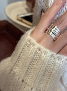 S925纯银韩版小众设计感重工弹簧戒指复古简约iNS风时尚博主指环