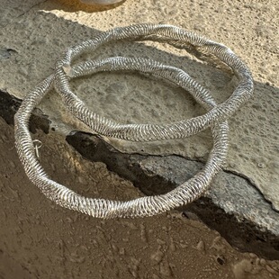 S925纯银韩版意大利进口工艺复古弹力手链简约时髦韩系手环