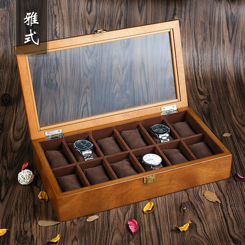复古木质玻璃天窗盒子手串展示箱