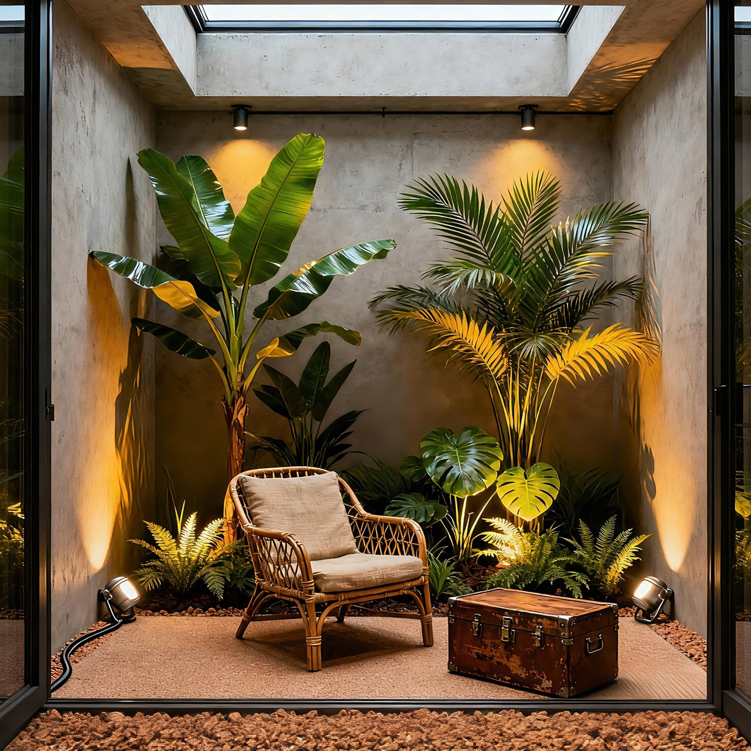 仿真绿植大型组合造景热带假植物景观楼梯下室内装饰摆件落地盆栽