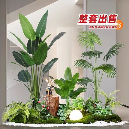 仿真绿植楼梯下造景装饰造景空间转角室内盆栽假树仿真树景观植物