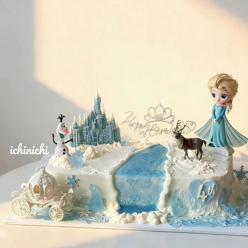 卡通女孩生日爱莎公主城堡雪景微景观装扮雪宝甜品蛋糕装饰摆件
