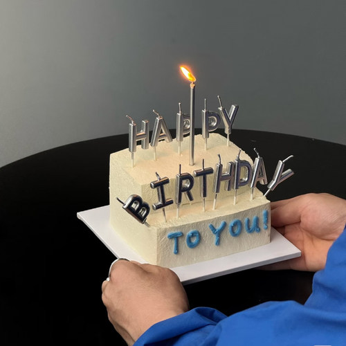 生日派对蜡烛金色银色英文字母happy birthday生日快乐小蜡烛彩色